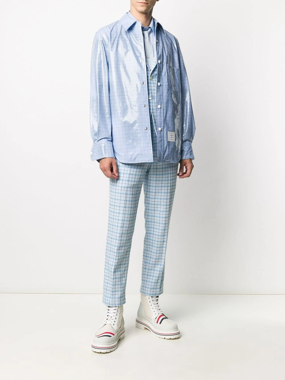 Thom Browne Checked shirt jacket shirt jackets of men 2 Thom Browne checked shirt jacket