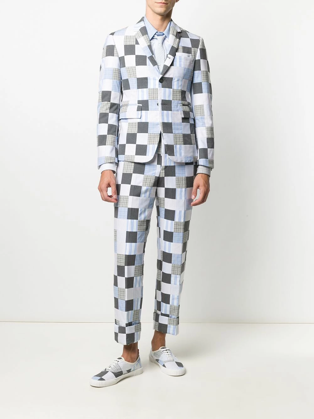 Thom Browne Patchwork pattern sport blazer blazers of men 2 Thom Browne patchwork-pattern sport blazer