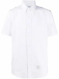 Thom Browne logo-patch short-sleeve shirt