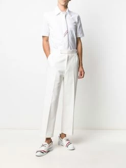 Thom Browne logo-patch short-sleeve shirt