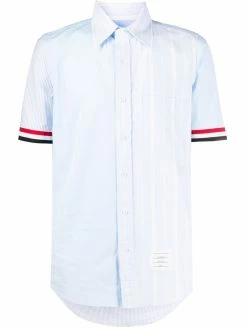 Thom Browne RWB-stripe short sleeve shirt