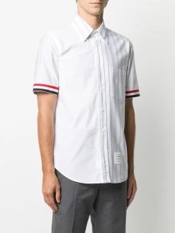 Thom Browne Fun-mix striped shot-sleeve shirt