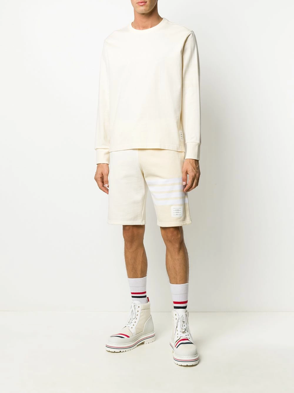 Thom Browne 4 Bar stripe tonal track shorts track & running shorts of men 2 Thom Browne 4-Bar stripe tonal track shorts