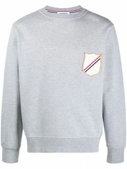 Thom Browne crest-patch boat-neck sweatshirt