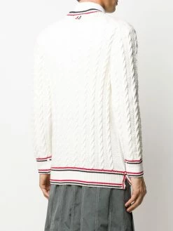 Thom Browne Heritage cable knit RWB stripe cardigan sweatshirts & knitwear of men 8 Thom Browne heritage cable knit RWB stripe cardigan