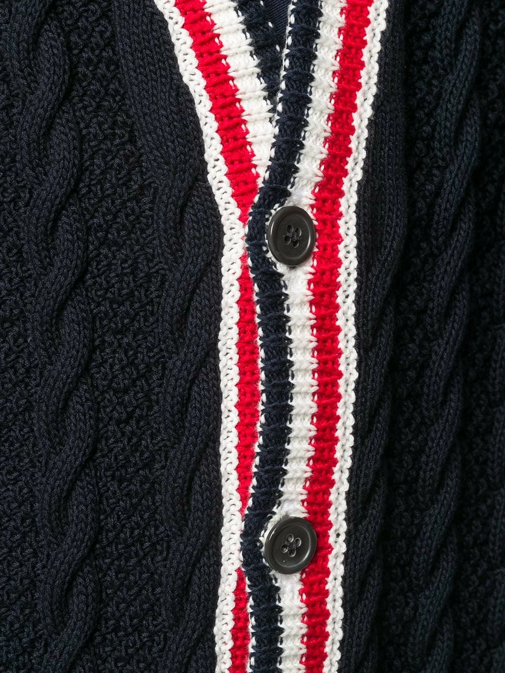Thom Browne Cable knit V neck cardigan cardigans of men 5 Thom Browne cable knit V-neck cardigan