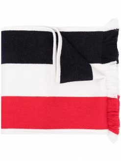 Thom Browne jacquard large stripe fringe scarf