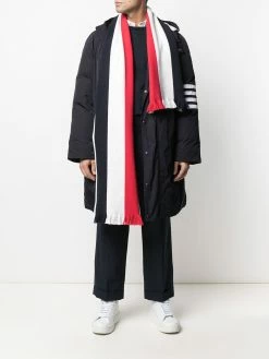 Thom Browne jacquard large stripe fringe scarf