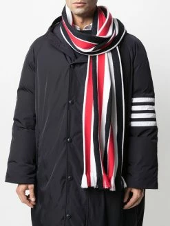 Thom Browne wool jacquard stripe fringe scarf