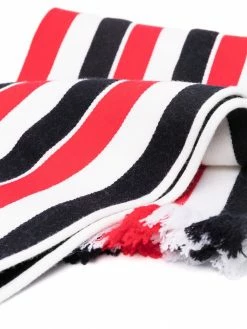 Thom Browne wool jacquard stripe fringe scarf
