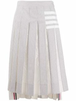 Thom Browne pleat-detail seersucker skirt