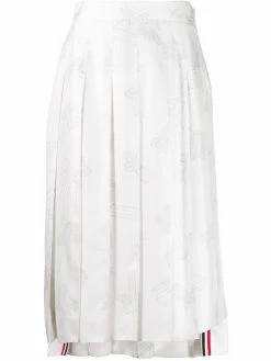 Thom Browne ribbons print pleated skirt
