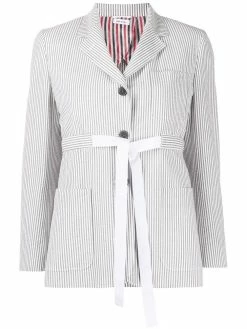 Thom Browne seersucker belted sack jacket