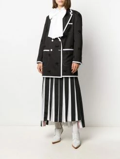 Thom Browne RWB-detail pleated ankle-length skirt