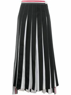 Thom Browne RWB-detail pleated ankle-length skirt