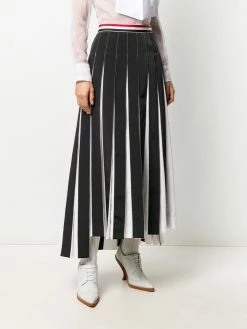 Thom Browne RWB-detail pleated ankle-length skirt