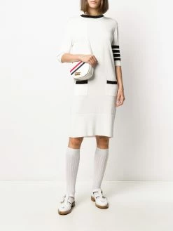 Thom Browne Hector four-bar stripe midi dress