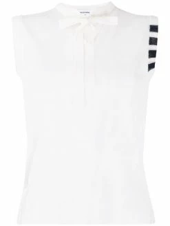 Thom Browne 4-Bar stripe tie crew neck top