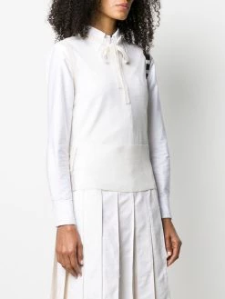 Thom Browne 4-Bar stripe tie crew neck top