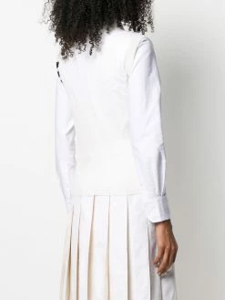 Thom Browne 4-Bar stripe tie crew neck top