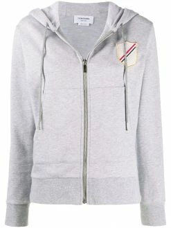Thom Browne patch-detail zip-up hoodie