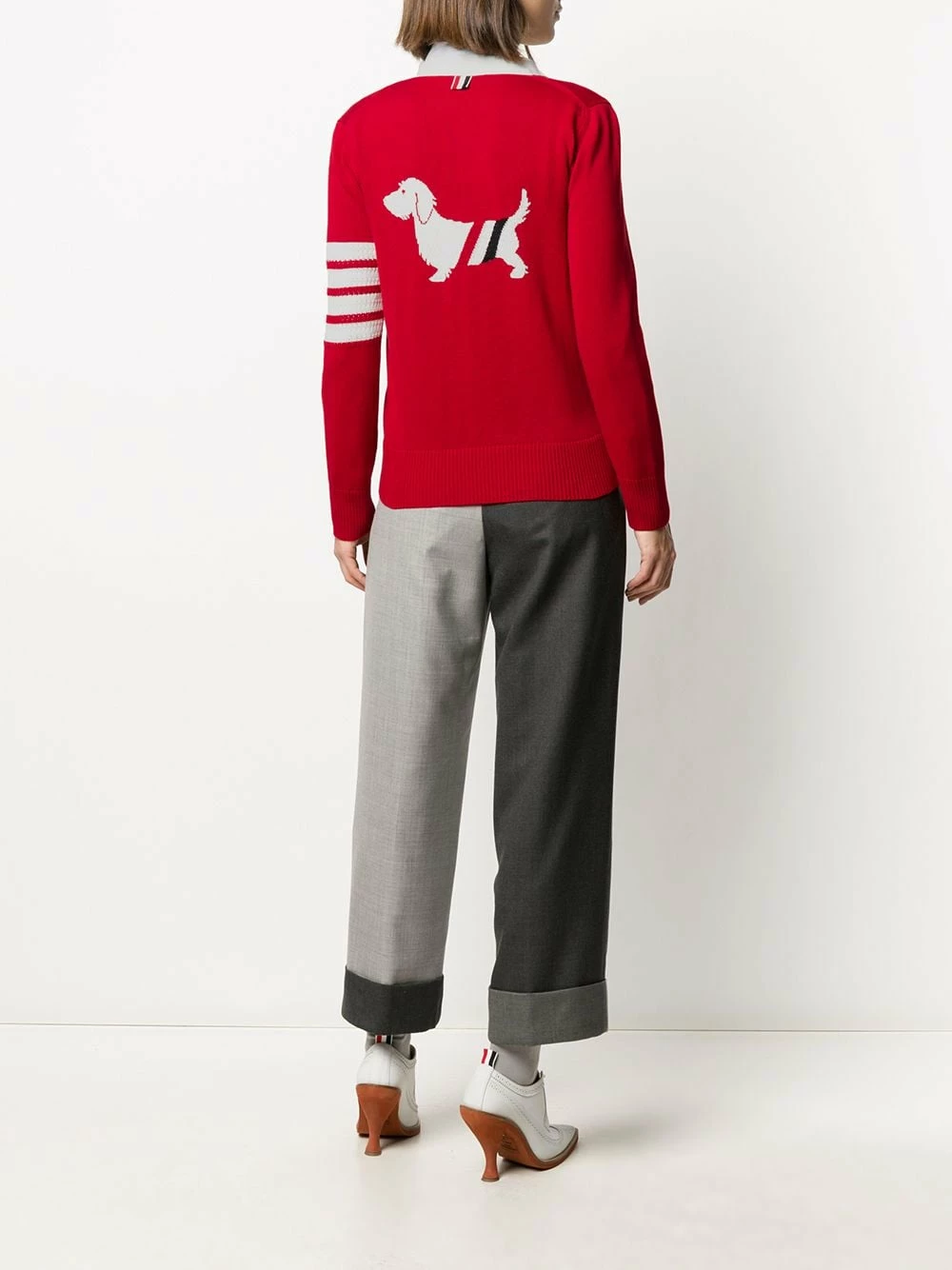 Thom Browne Hector Icon intarsia V neck cardigan cardigans of women 2 Thom Browne Hector Icon intarsia V-neck cardigan