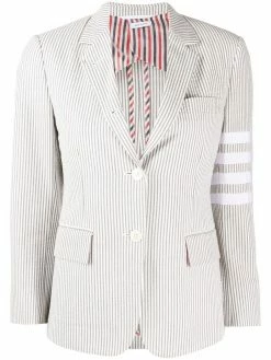 Thom Browne 4-Bar stripe seersucker sportcoat