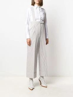 Thom Browne stripe high-waist trousers with suspenders