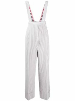 Thom Browne stripe high-waist trousers with suspenders
