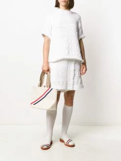 Thom Browne box-pleat detail tweed blouse