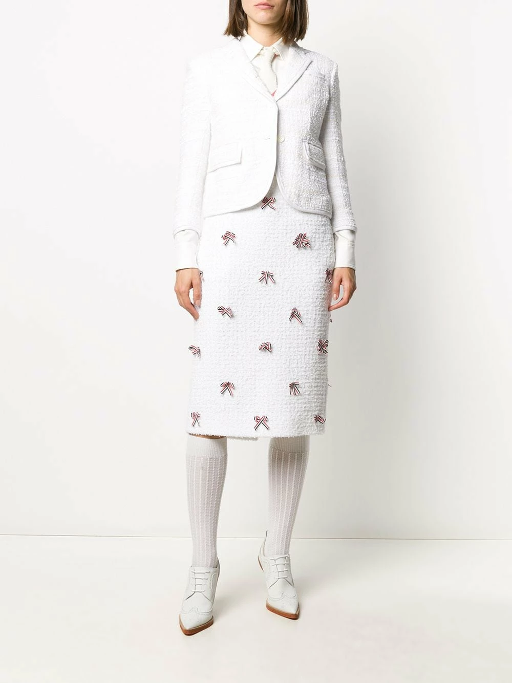 Thom Browne Ribbon detail tweed pencil skirt pencil skirts of women 2 Thom Browne ribbon-detail tweed pencil skirt
