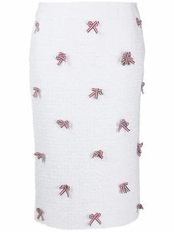 Thom Browne ribbon-detail tweed pencil skirt