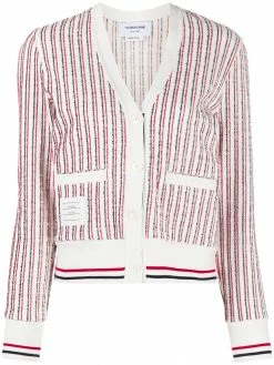 Thom Browne RWB-stripe tweed cardigan