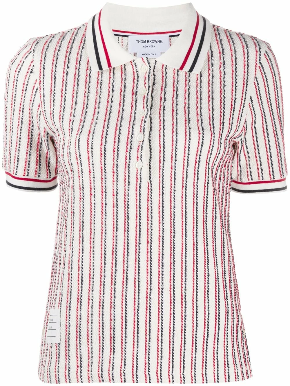 Thom Browne RWB stripe tweed polo top polo tops of women 1 Thom Browne RWB-stripe tweed polo top