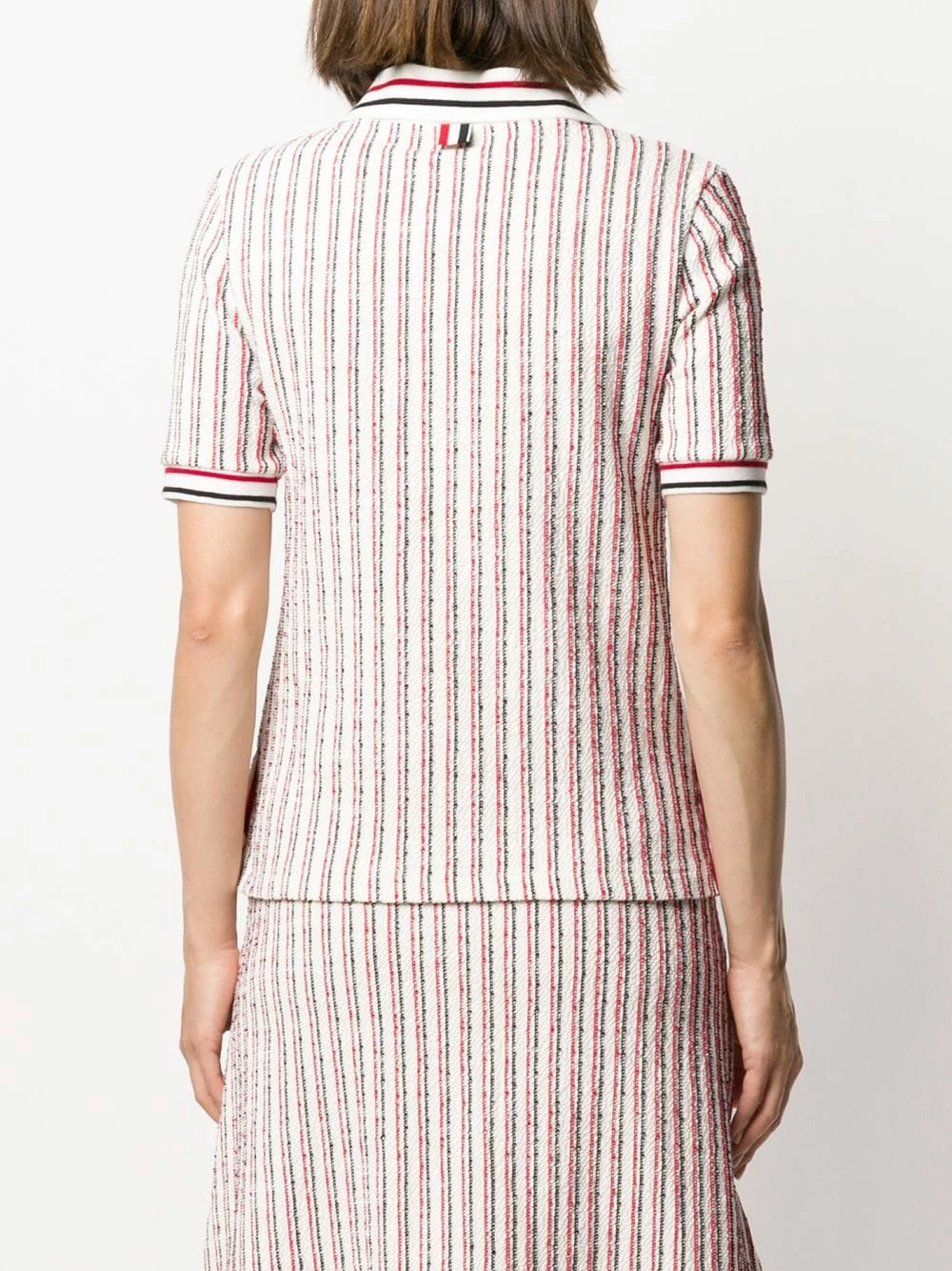 Thom Browne RWB stripe tweed polo top polo tops of women 4 Thom Browne RWB-stripe tweed polo top