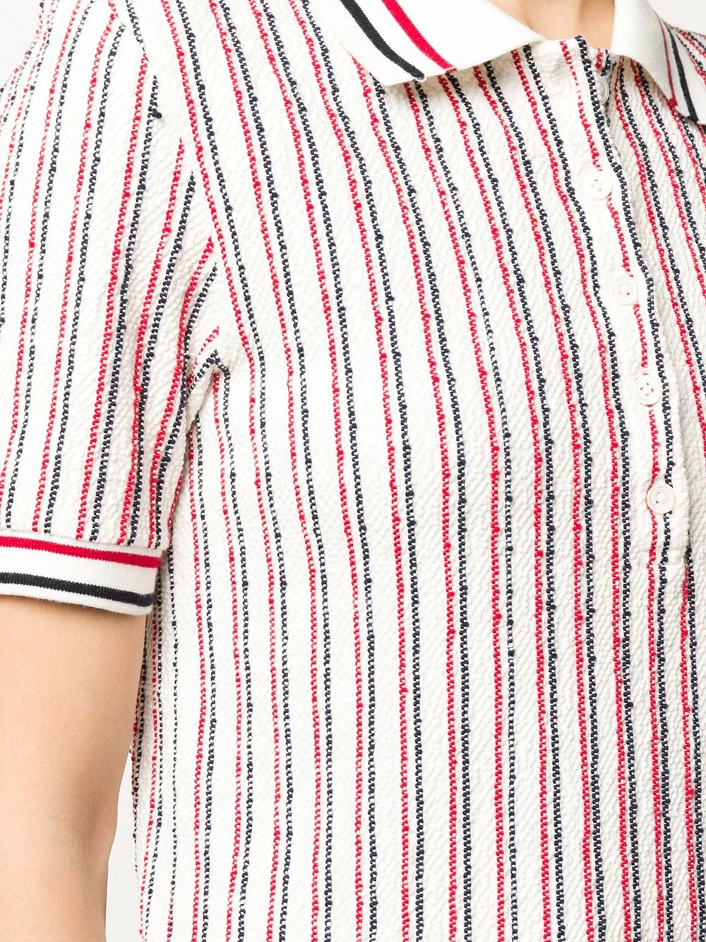 Thom Browne RWB stripe tweed polo top polo tops of women 5 Thom Browne RWB-stripe tweed polo top