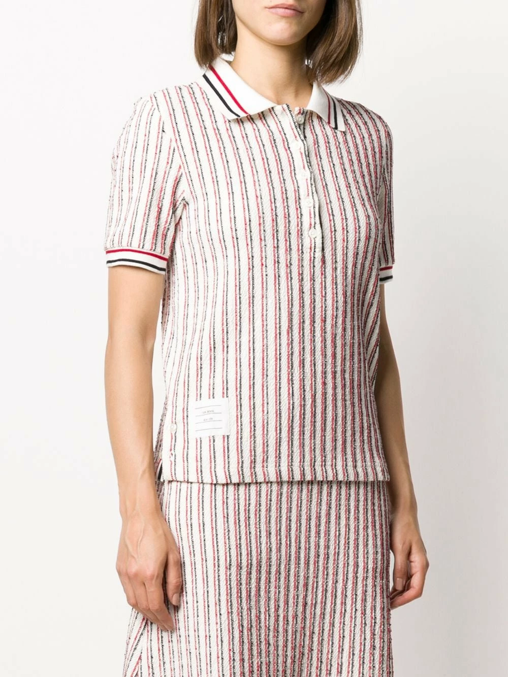 Thom Browne RWB stripe tweed polo top polo tops of women 3 Thom Browne RWB-stripe tweed polo top