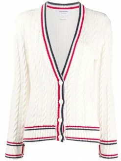 Thom Browne cable knit V-neck cardigan