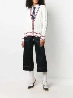 Thom Browne cable knit V-neck cardigan