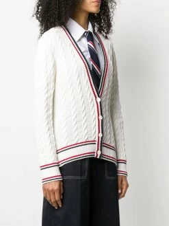 Thom Browne cable knit V-neck cardigan