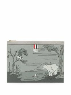 Thom Browne illustration-print clutch bag