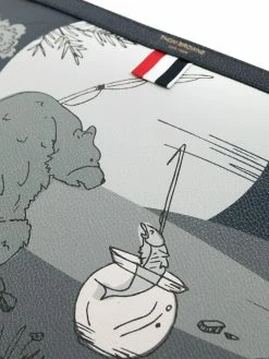 Thom Browne graphic-print leather pouch