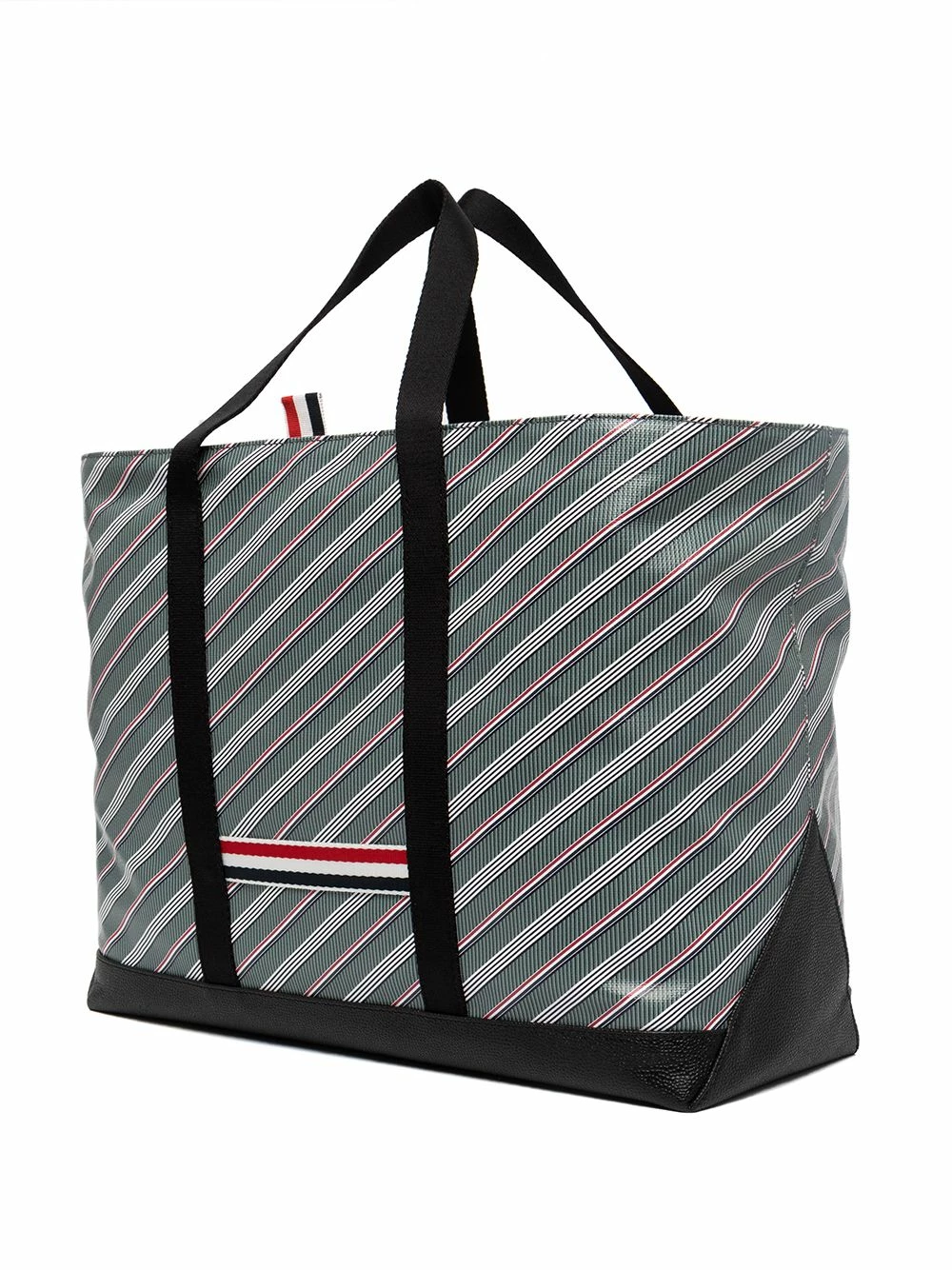 Thom Browne Striped leather trim tote bag tote bags of men 3 Thom Browne striped leather-trim tote bag