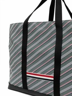 Thom Browne Striped leather trim tote bag tote bags of men 8 Thom Browne striped leather-trim tote bag
