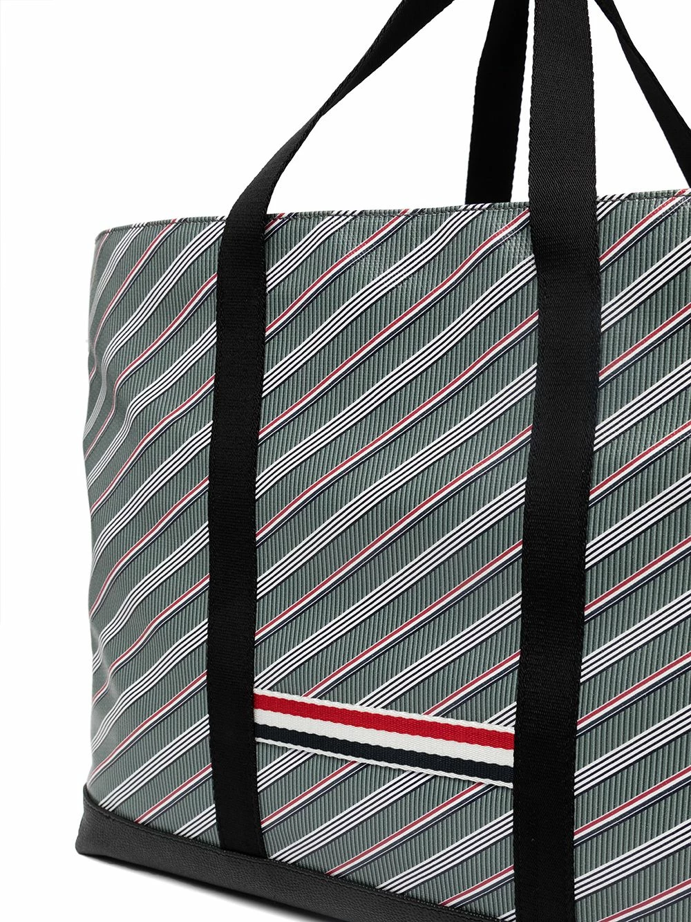 Thom Browne Striped leather trim tote bag tote bags of men 4 Thom Browne striped leather-trim tote bag