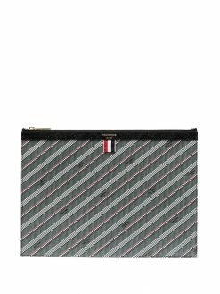 Thom Browne striped logo-print pouch
