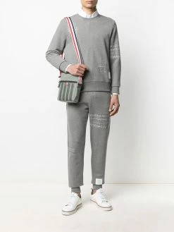 Thom Browne 4-Bar stripe canvas messenger bag