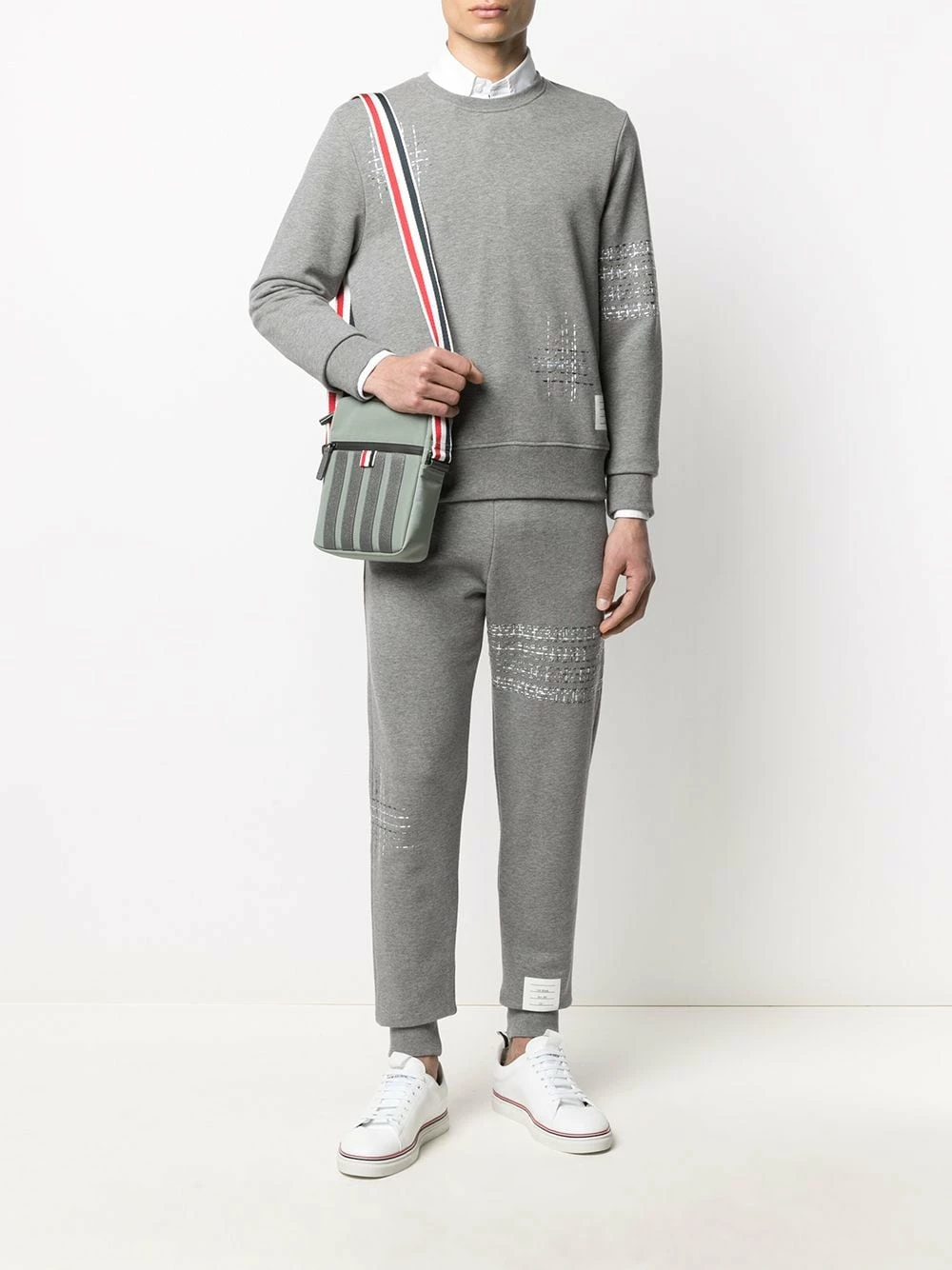 Thom Browne 4 Bar stripe canvas messenger bag messenger bags of men 2 Thom Browne 4-Bar stripe canvas messenger bag