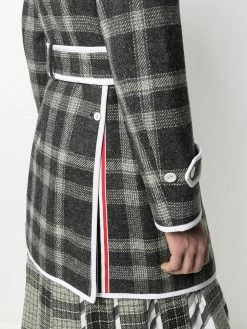 Thom Browne Check pattern tie waist coat double breasted coats of men 11 Thom Browne check-pattern tie-waist coat
