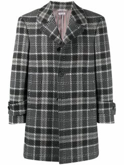 Thom Browne check cashmere single-breasted coat